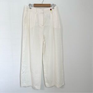 Tommy Hilfiger Wide Leg Crop Linen Blend Casual Cream Trousers Pants. Size 4